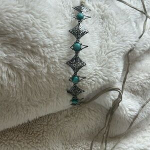 Turquoise Stone Silver-Tone Tiara headband